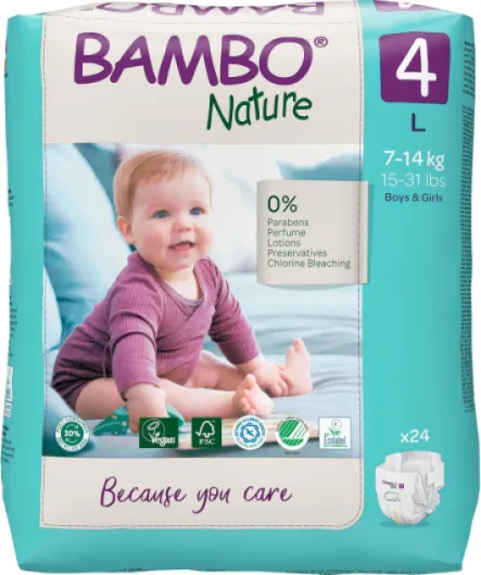 Bambo Nature T4 L Enfant 7-14Kg SIZE 4 Nappies (15-31lb/7-14kg) - SINGLE