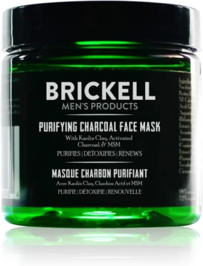 Brickell Men's Products Masque Purifiant au Charbon, Naturel & Bio, Masque au Charbon Actif avec Argile Kaolin Détoxifiant, 118ml