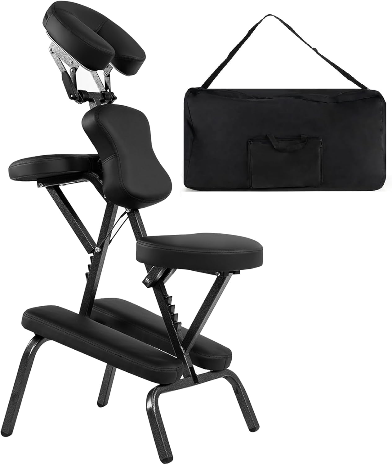 Chaise de Massage Professionnel Portable Solide et Légère Chaise de Spa Pliable Ergonomique,Idéal pour Tatouage,Hauteur Réglable 110-120 CM avec Sac de Transport (Noir)