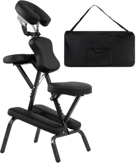Chaise de Massage Professionnel Portable Solide et Légère Chaise de Spa Pliable Ergonomique,Idéal pour Tatouage,Hauteur Réglable 110-120 CM avec Sac de Transport (Noir)