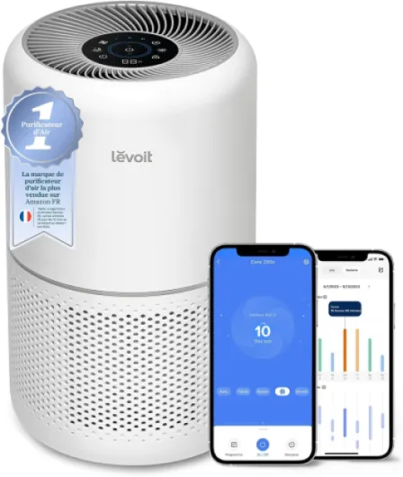 LEVOIT Purificateur d'Air HEPA Intelligent contre Allergie Pollen & Graminée, Purifier jusqu'à 50㎡, Surveille La Qualité de l'Air, Contrôle par App Alexa, 22dB Silencieux, Core 300S Intelligent, Core 300S