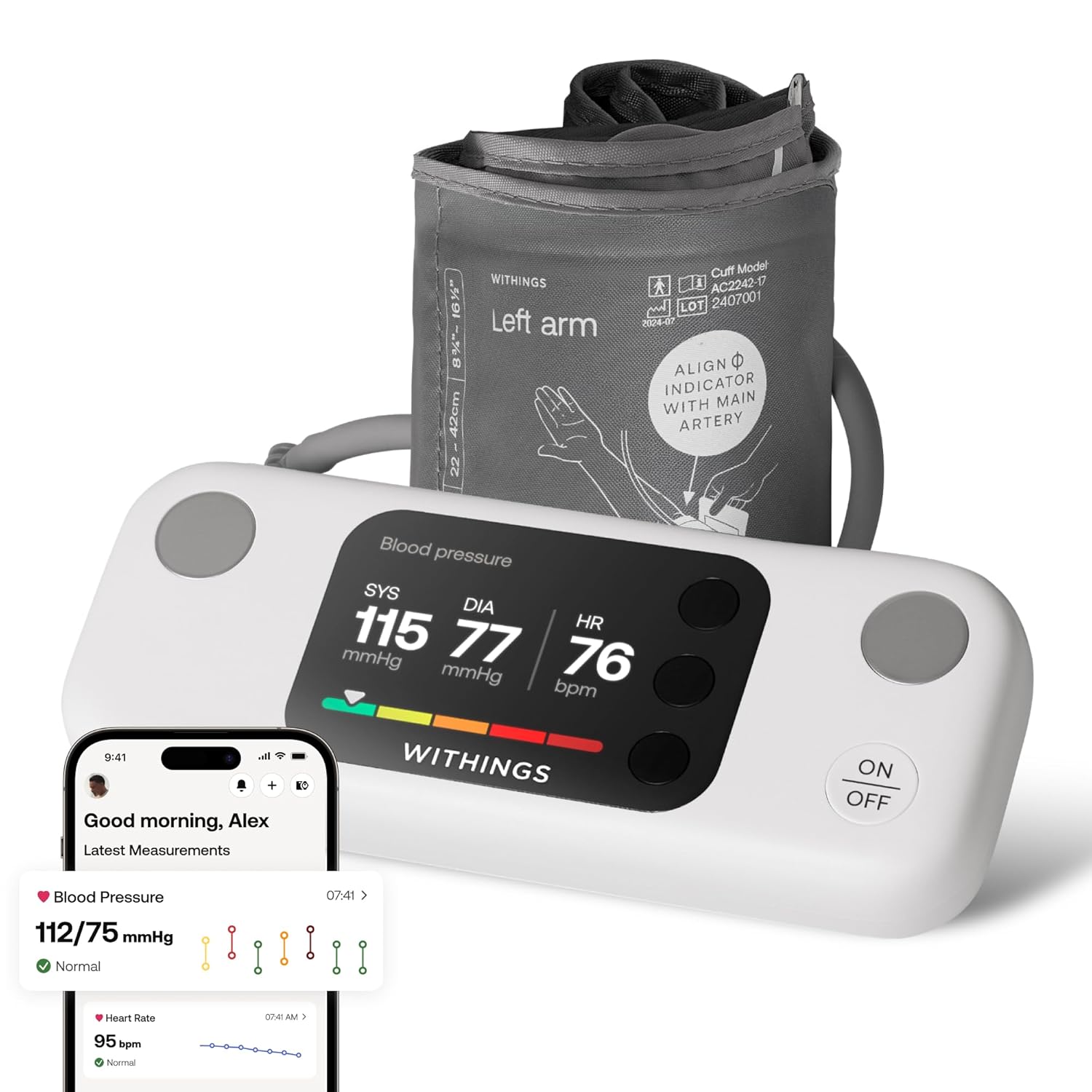 Withings BPM Vision – Smart Arm Blood Pressure Monitor - FDA-Cleared - Easy-to-use, Accurate Systolic & Diastolic Measurements, Wide Range Cuff - Wi-Fi & Bluetooth - iOS & Android - FSA/HSA