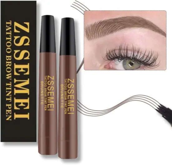 Stylo à sourcils imperméable liquide– 3D Crayon Sourcil Microblading, Longue Durée, crée un aspect naturel (Brunette - Lot de 2 pièces) Brunette - 2 PCS