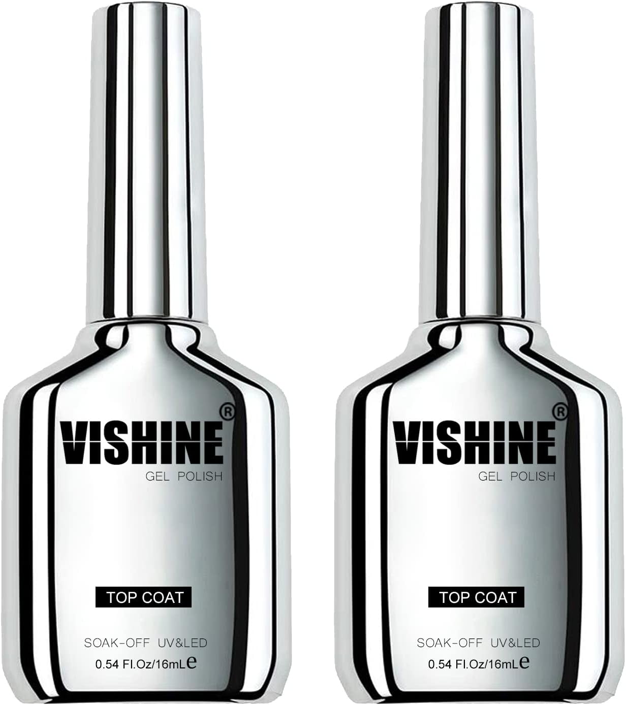 Vishine Vernis à ongles Gel Semi Permanent Ultra Brillant Finish, 2 * 16ML Top Coat No Wipe