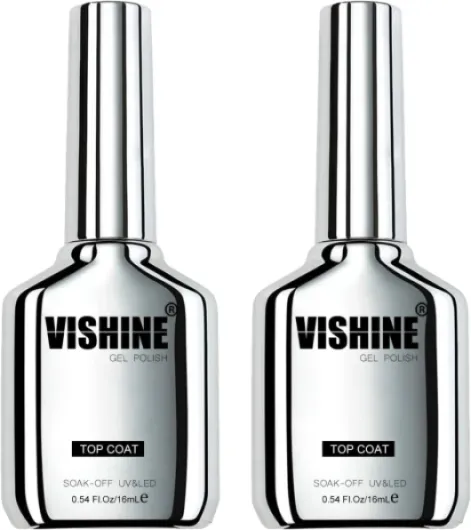Vishine Vernis à ongles Gel Semi Permanent Ultra Brillant Finish, 2 * 16ML Top Coat No Wipe
