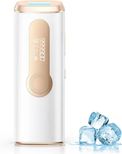 Épilateur Lumière Pulsée avec Indolore Refroidissement, 3 en 1 [HR/SC/RA] IPL Épilateur Laser pour Aisselles/Maillot/Corps, 9 Niveaux Lumière Pulsée Laser Épilation Définitif Doré