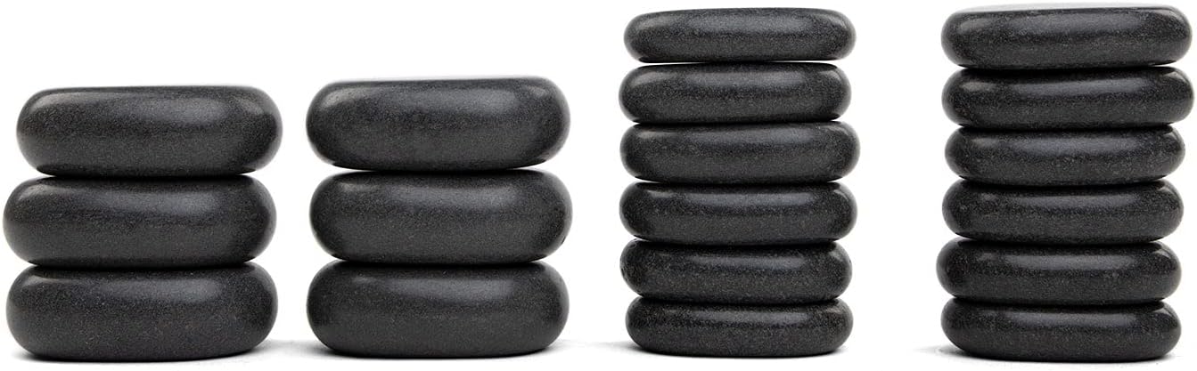Kit de massage Hot Stone - 18 pierres de massage en basalte - Idéal comme kit de démarrage - Convient pour les utilisateurs privés - Idéal pour le spa, la thérapie de massage et la détente 18 Steine-Set