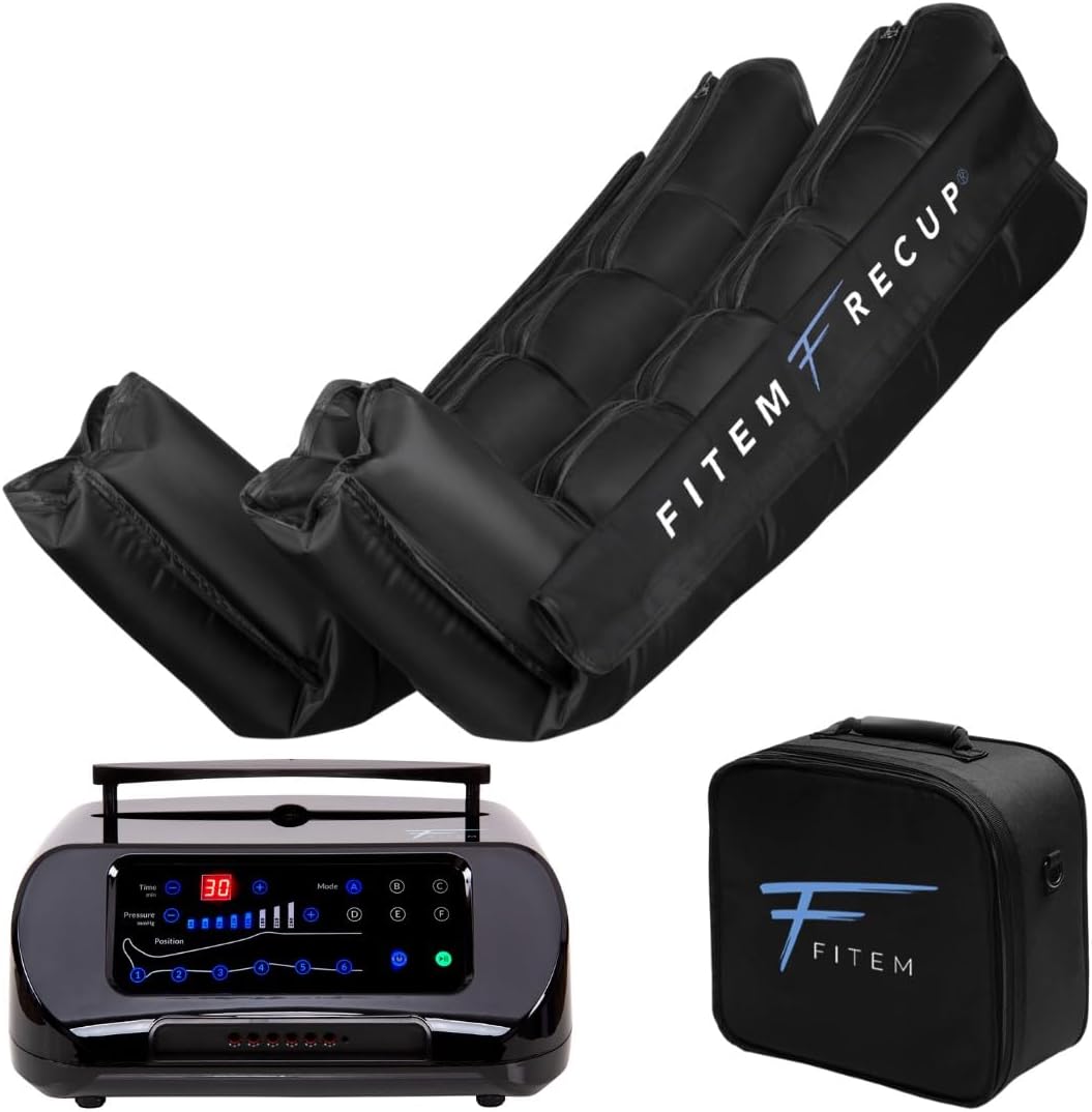 Bottes de Pressothérapie 6 chambres - 6 modes de Massage - Massage Jambes, pieds - Drainage lymphatique, Jambes Lourdes, Œdème, Lymphoedème, Lipoedème, Cellulite - Récupération Sportive M (1m57 - 1m75)