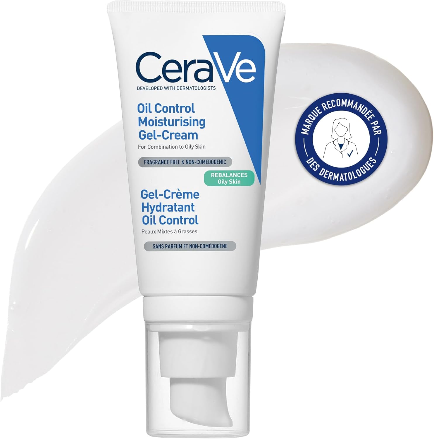 CeraVe - Gel-Crème Hydratant Visage Oil Control - Hydrate en Continu, Restaure la Barrière Cutanée, Apaise - 3 Céramides Essentiels, Niacinamide, Acide Hyaluronique - Peau Mixte à Grasse - 52 ml
