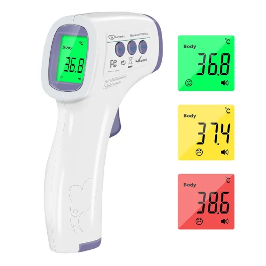 Thermomètre Frontal Adulte, Thermometre Infrarouge pour Enfant, Thermometre Numérique sans contact, Écran LCD, Fonction Mémoire, Mode Objet et Corps, Alerte Fièvre, Mesures Rapides et Précises Pourpre