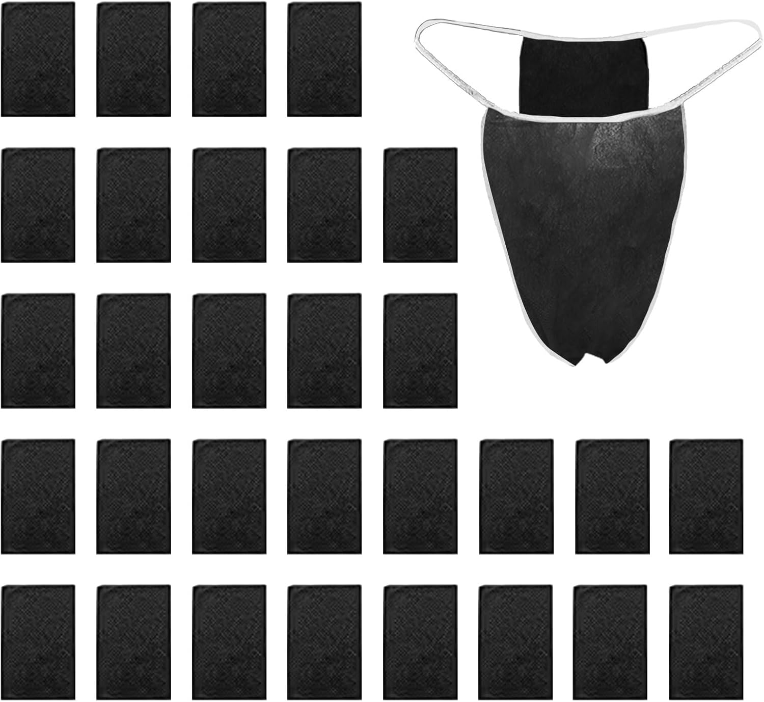 30 Pièces Slips Jetables pour Hommes, Culotte Jetable Slip Hommes Strings, Non Tissés String T Taille unique Noir