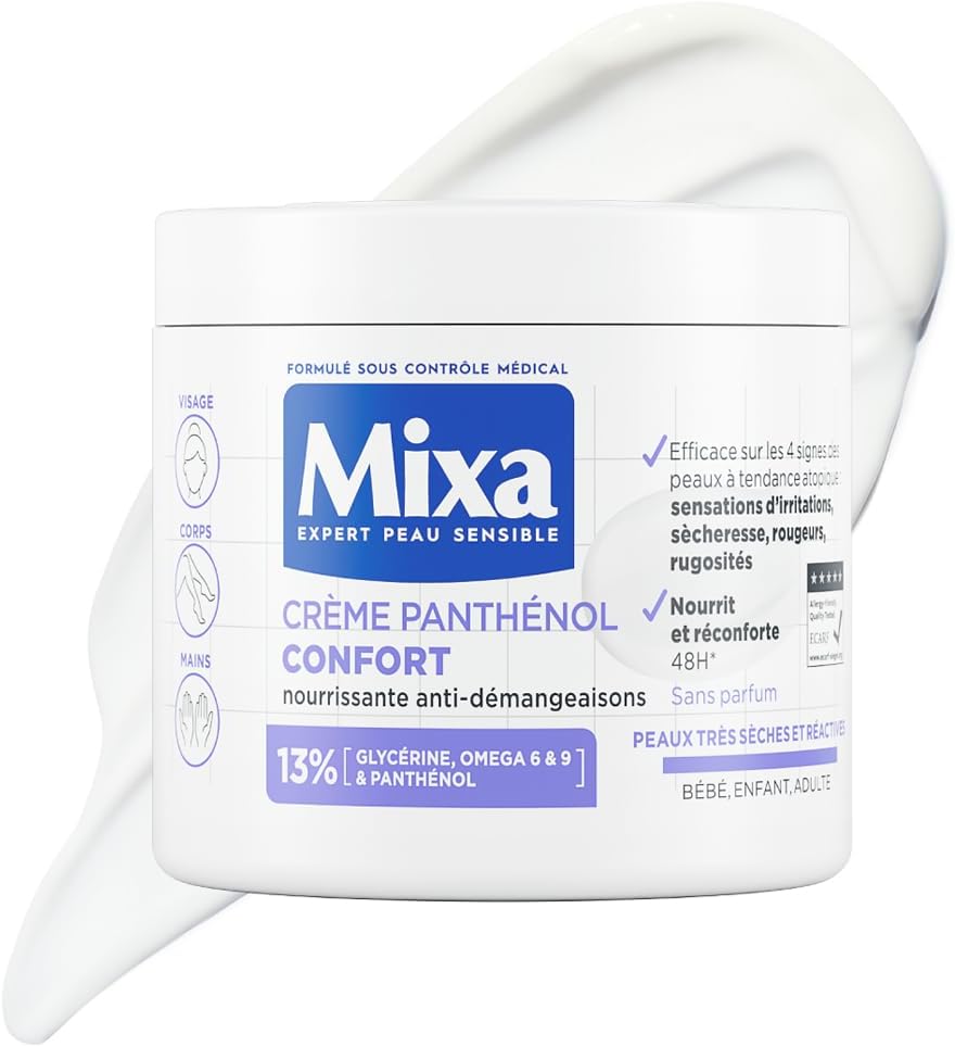 Expert Peau Sensible - Crème Panthénol Confort - Anti-Démangeaisons - Peaux Très Sèches et Réactives - Visage, Corps, Mains - Bébé, Enfant, Adulte Hypoallergénique - Sans Parfum - 400ml Crème Panthénol Confort 400 ml (Lot de 1)