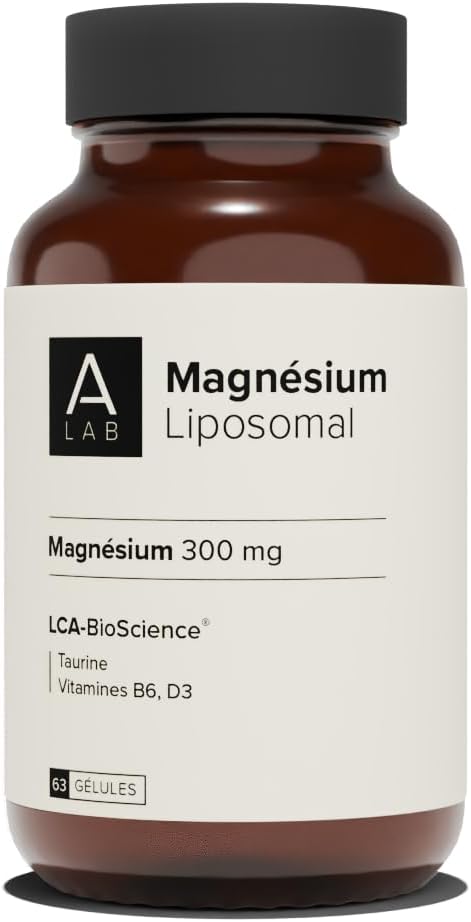 A-LAB Magnesium Liposomal 300 mg - Anti Stress, Fatigue, Troubles Du Sommeil - Magnésium, Taurine, Vitamine D3, Vitamine B6-2 mois de prise - Fabriqué en France