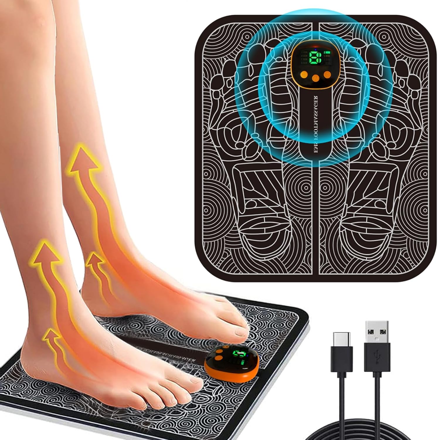 Massage des Pieds, EMS Appareil de massage électrique pour les pieds, avec SME Technologie Physiothérapie et Design Ergonomique, réduction de la fatigue favorisant la circulation de sang