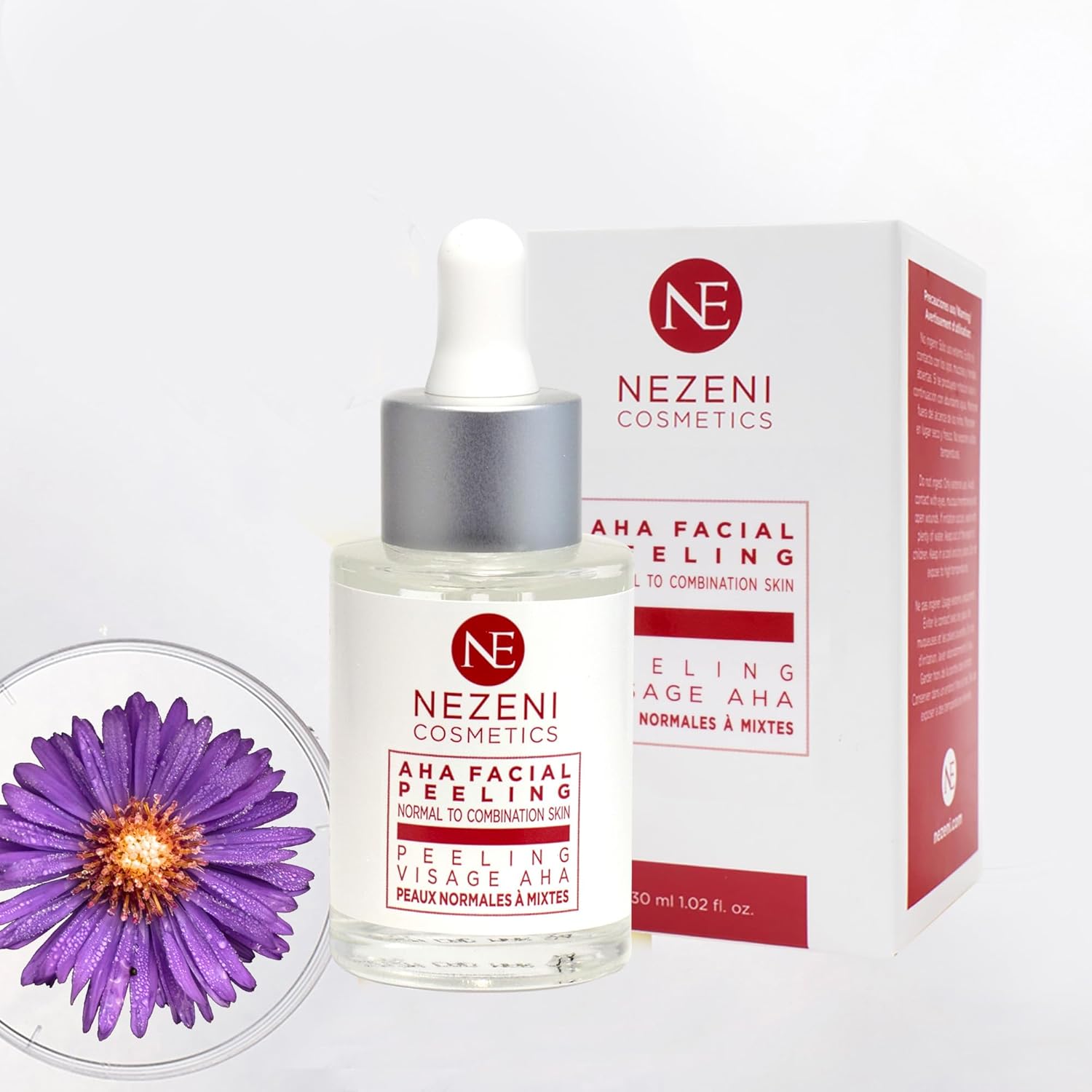 Peeling Chimique Visage 4 ACIDES PUISSANTS : 10% Glycolique, Azélaïque, Lactique, Tartrique - Nettoyage des pores, élimine les points noirs et les boutons - Nezeni Cosmetics - FAIBLE CONSERVATEURS