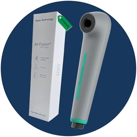 GS1 Pommeau de douche à main avec technologie Jet-Fusion® – Respectueux de l'environnement, haute pression, économie d'eau pour maisons et camping-cars, caravanes, bateaux, yachts, cabines (gris