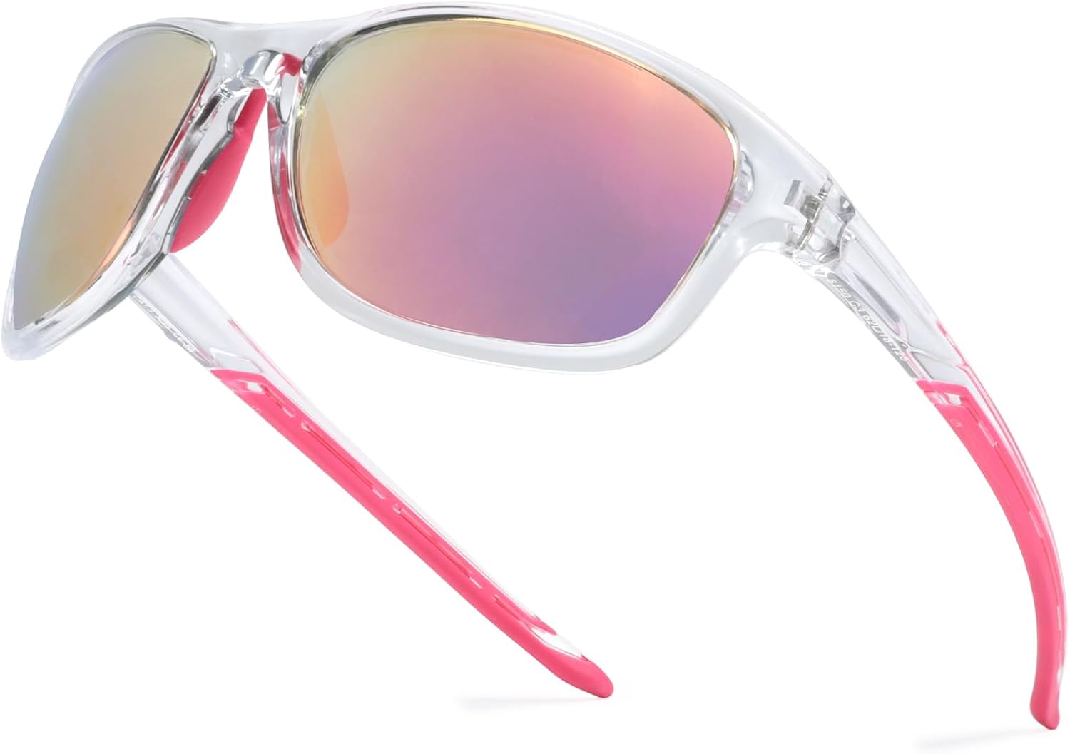 Myiaur Lunettes de soleil de sport polarisées pour femme – Monture incassable légère protection UV400 pour cyclisme, course à pied, pêche Rose Clair
