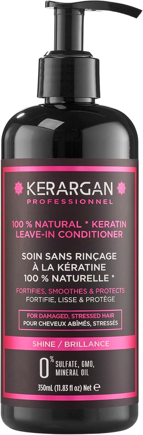 Soin Quotidiens Ultra Réparateur Sans Rinçage à la Kératine pour Cheveux Stressés - Protection et Brillance - Aloe Vera, Huile d'Argan - Sans Sulfate, OGM, Huile Minérale - 350ml Kératine 350 ml (Lot de 1)