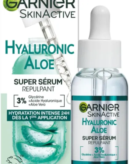 SkinActive - Sérum Gel Repulpant Hyaluronic Aloe - Soin Enrichi en Acide Hyaluronique et Aloe Vera - Pour Tous Types de Peaux - 30 ml Sérum Gel Hyaluronic Aloe