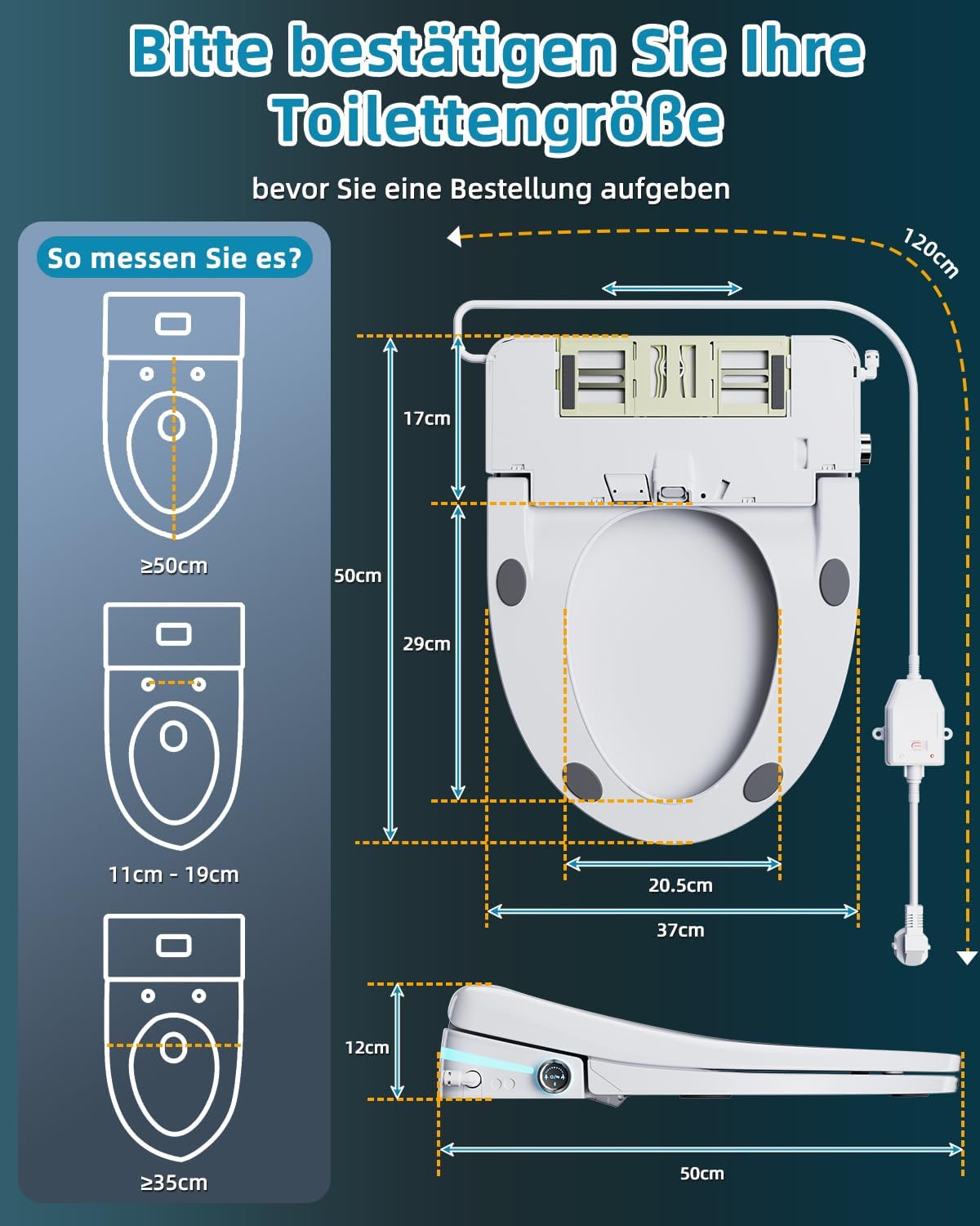 Abattant WC Japonais avec Bidet, Siège de Toilette Japonais avec Buse, Lunette de Toilette Électrique avec Chauffant des Sièges, Eau Chaude, Sèche-linge, Couvercle Automatique, et Fonction Arôme Blanc (Écran)