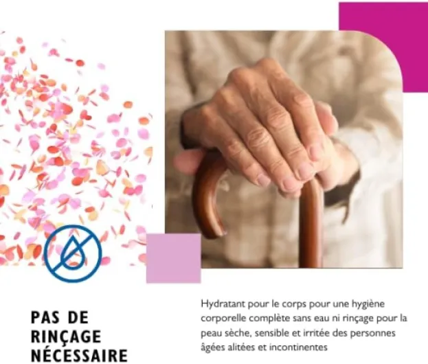 Farmoderm Gel Douche sans Rinçage & Hydrante pour les Personnes Agées - Crème nettoyante antibactérien & anti-odeur pour les peaux sèches & sensibles - Pour les personnes âgées, alitées, incontinentes Thym et Huile d