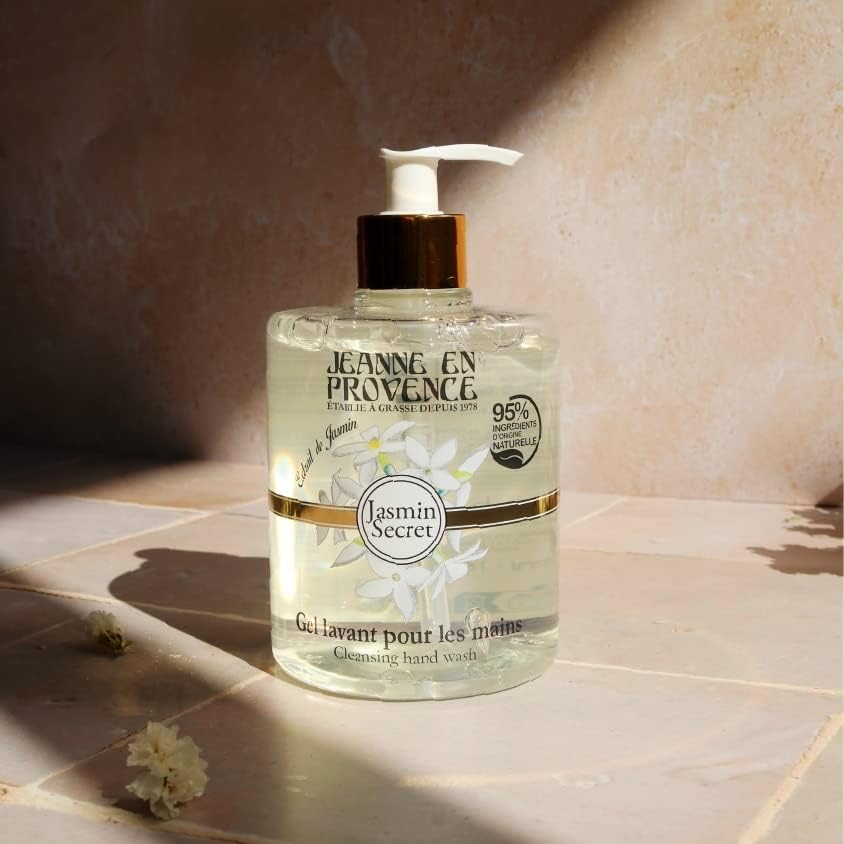 Gel Lavant pour les Mains - Parfum Jasmin Secret - Flacon Pompe 500 ml - 95% d'Ingrédients d'Origine Naturelle - Fabriqué en France à Grasse 500 ml (Lot de 1)