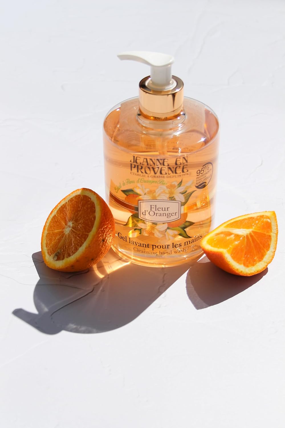 Gel lavant pour les Mains - Parfum Fleur d'Oranger - Flacon Pompe 500 ml - 95% d'Ingrédients d'Origine Naturelle - Fabriqué en France à Grasse 500 ml (Lot de 1)