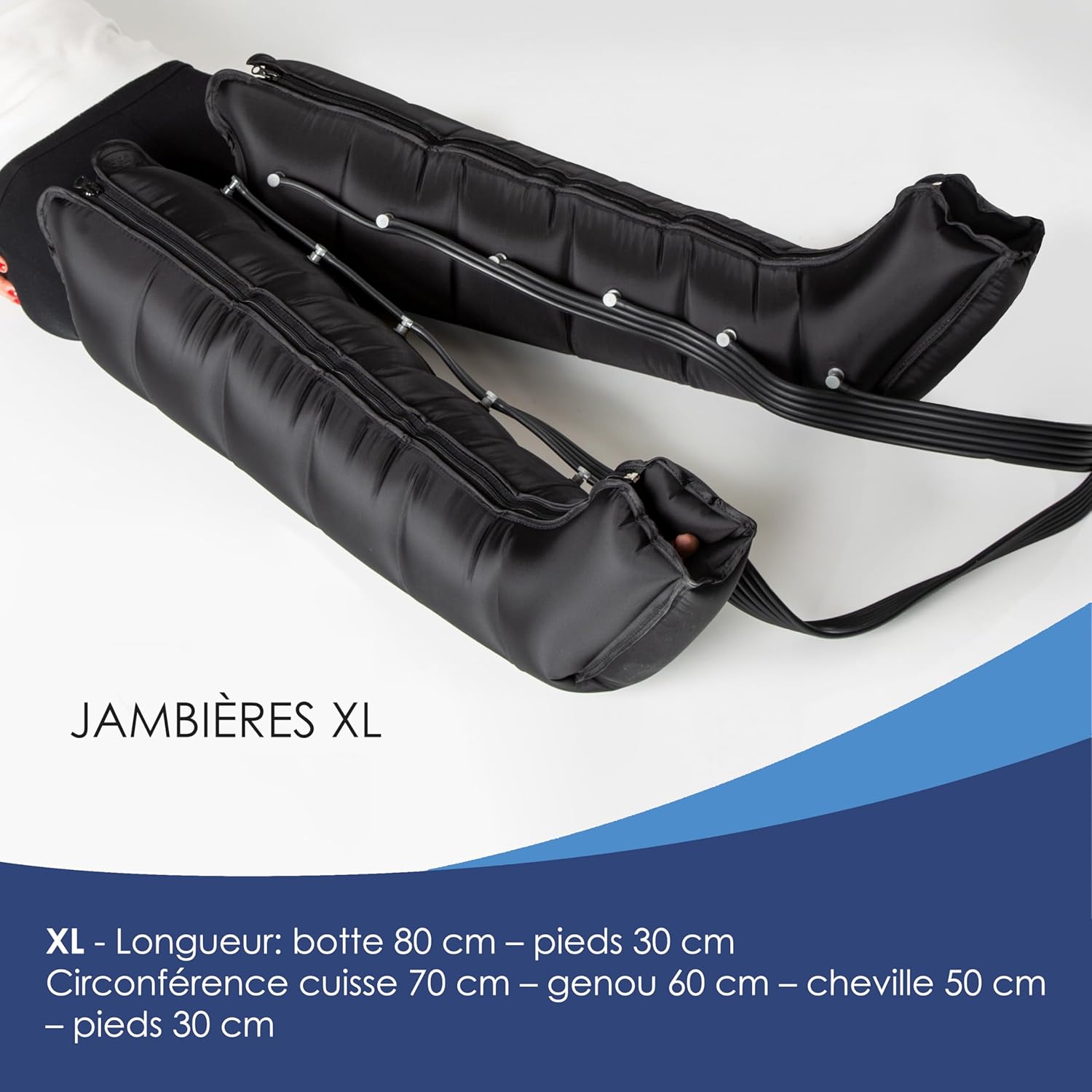 ® Premium 6.0 Compact Pressotherapie Professionnelle Drainage Lymphatique 6 Chambres à Air - Appareil de Massage Jambes 6 Programmes de Massage, 2 Bottes XL 2 Jambières
