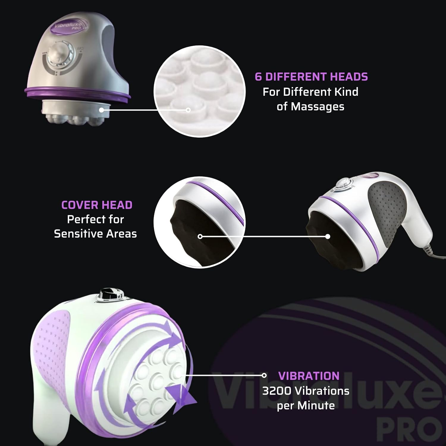 Best Direct Vibraluxe Pro Original Comme Vu à la Télé Masseur Amincissant Sculptant Circulaire, Anti-Cellulite 5 en 1 – Appareil de Massage Vibrant Électrique, Palper Rouler