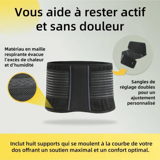BraceUP Ceinture Lombaire, Ceinture Dorsale Pour Hommes et Femmes - Orthèse Dorsale Légère et Respirante Pour le Soutien du dos et le Soulagement de la Douleur (L/XL 90-110 cm)