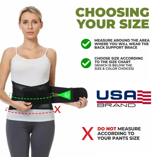 NEOtech Care Ceinture lombaire avec sangles de compression doubles et support au bas du dos EXTRA-LARGE - Tissu respirant léger pour sport, exercice (Noire, Taille XL) XL Noire