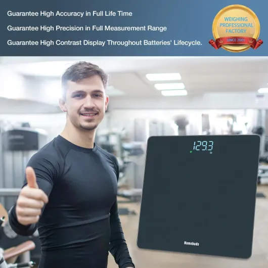 Balance Pese Personne, Précision de 0,05kg Par Notre Professionnelle Fabricant Depuis 2001, Pèse Personne Fiable Affichage LED et Step-On, 3*AAA Incluses, 182kg, Bleu Pèse Personne Blanc