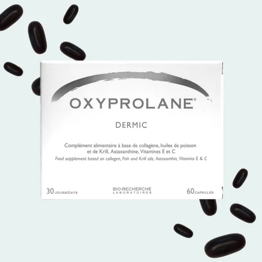 Oxyprolane® Dermic • Complément Alimentaire Anti-âge et Cicatrisant • Cure 1 mois / 60 gélules (2/j) • + 30% de synthèse du collagène en 3j • Fabriqué en France