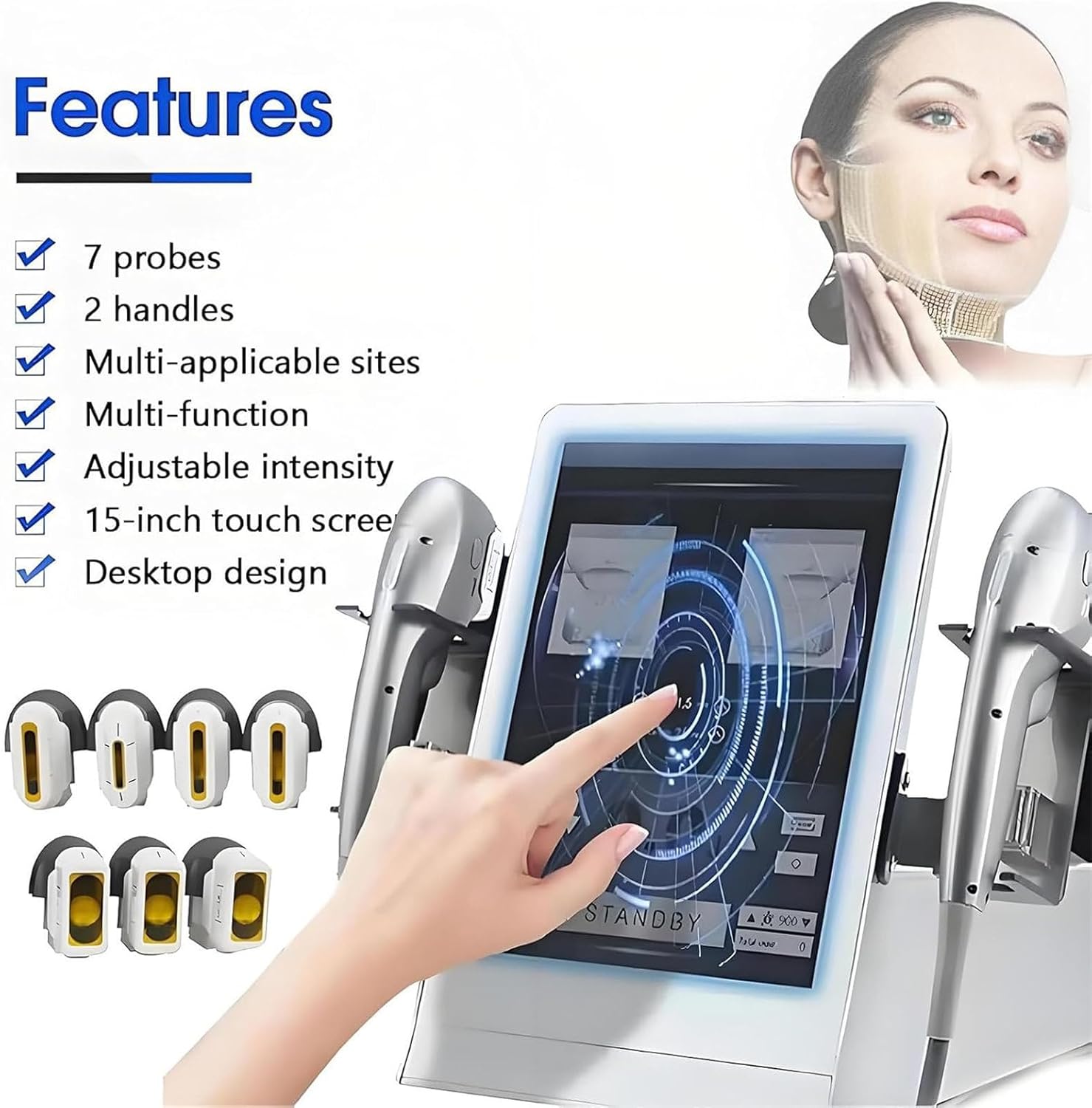 Machine Amincissante De Raffermissement De Peau Hifu 7d, Machine Hifu De Lifting du Visage Focalisée De Haute Intensité avec 7 Cartouches, Resserre Ridules, élimine Rides Et Amincit Corps