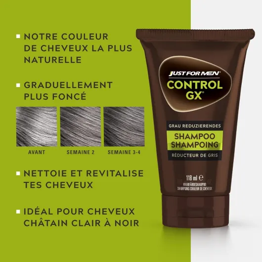 Control GX Shampooing colorant homme pour cheveux, Réduit progressivement les cheveux gris Pour un Look Naturel et Discret, Disponible pour toutes les nuances 118 ml