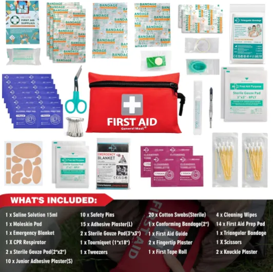 General Medi Trousse de Premiers Secours Composée de 92 Articles pour la Maison, Le Véhicule, Les Voyages, Le Bureau, Le Lieu de Travail, la Randonnée, la Survie et l'Extérieur (Rouge)