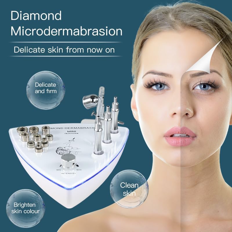 Diamond ETSD0110 Appareil de microdermabrasion professionnel 2 en 1 avec spray d'hydratation 3 poignées, 9 embouts remplaçables, exfoliation du visage, outil de soins de la peau pour usage
