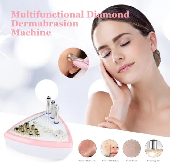Diamond Machine de microdermabrasion professionnelle pour soins du visage Appareil de microdermabrasion avec spray sous vide pour salon personnel à domicile (forte puissance d'aspiration 65-68 cmHg)