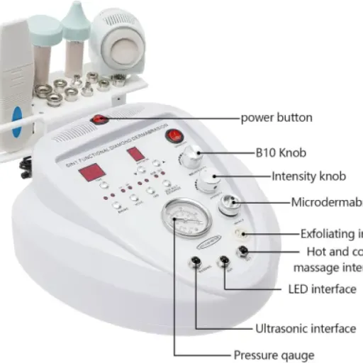 Test Machine professionnelle de microdermabrasion diamant 5 en 1 : la station de soin visage qui veut tout faire à la maison