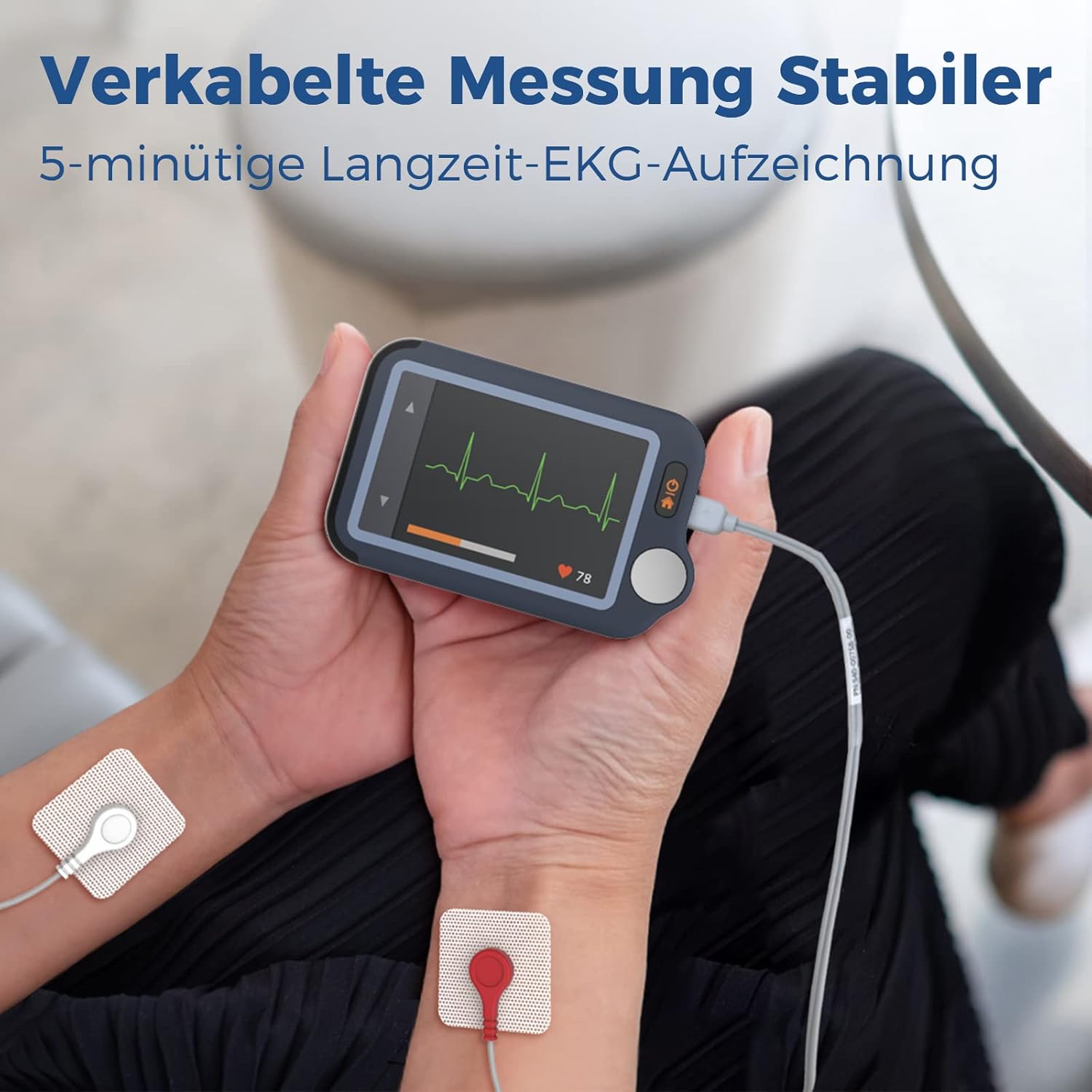 Pulsebit EX ECG Monitor, appareil ECG Bluetooth avec application iOS et Android, enregistrement 30s / 60s / 5min, fonctionne avec smartphone et PC, traceur de santé cardiaque portable personnel