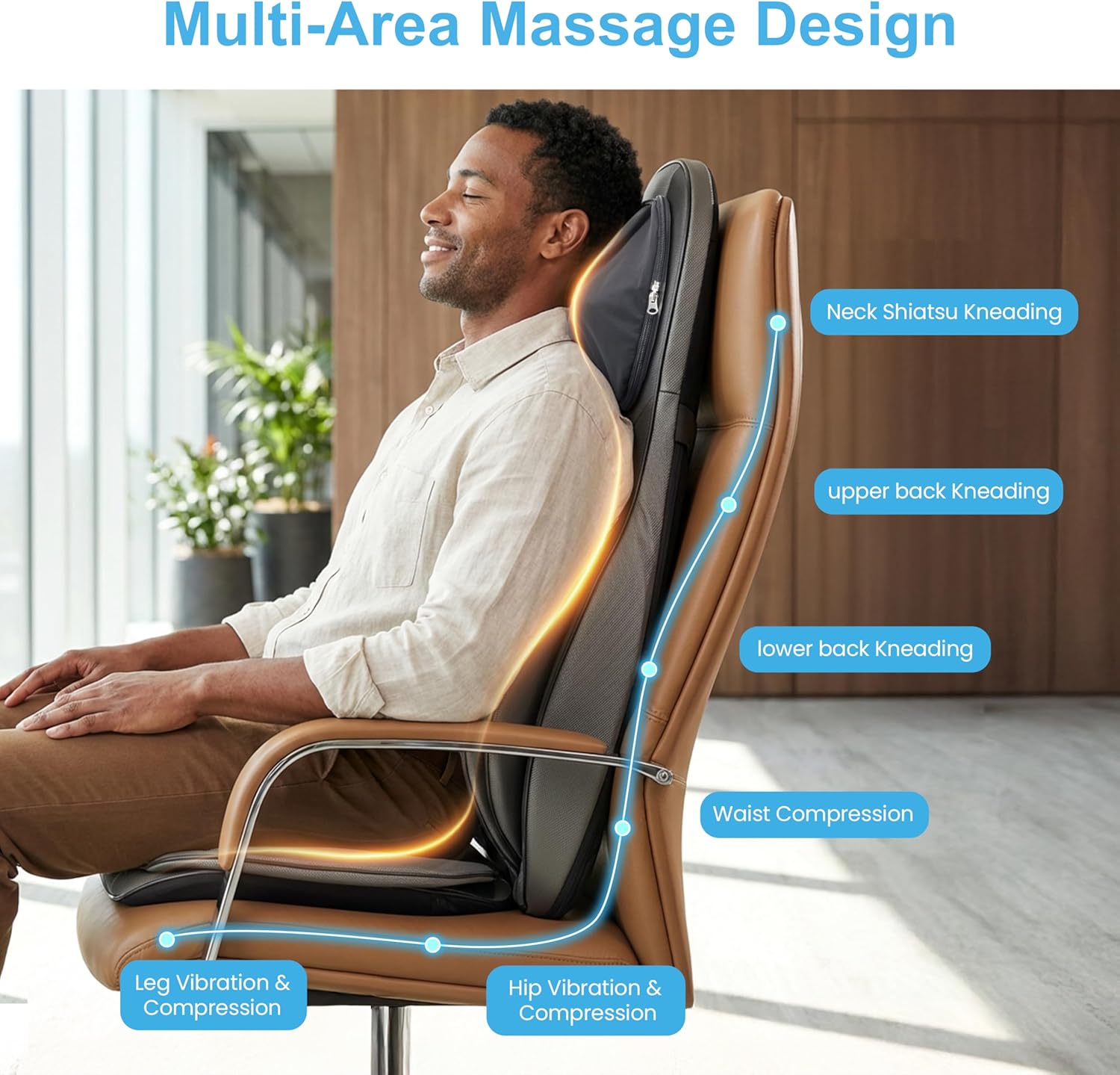 Siège Massant Shiatsu pour Dos & Cou - Masseur de Dos Complet à Pétrir 2D/3D avec Chaleur et Compresse réglable, Fauteuil Massant pour hanche/nuque/dos, Masseur Complet du Corps