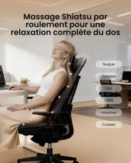 Siege Massant, Coussin de Siège de massage du dos massage Chaise de massage Shiatsu avec chauffage pour massager tout le cou et dos Noir