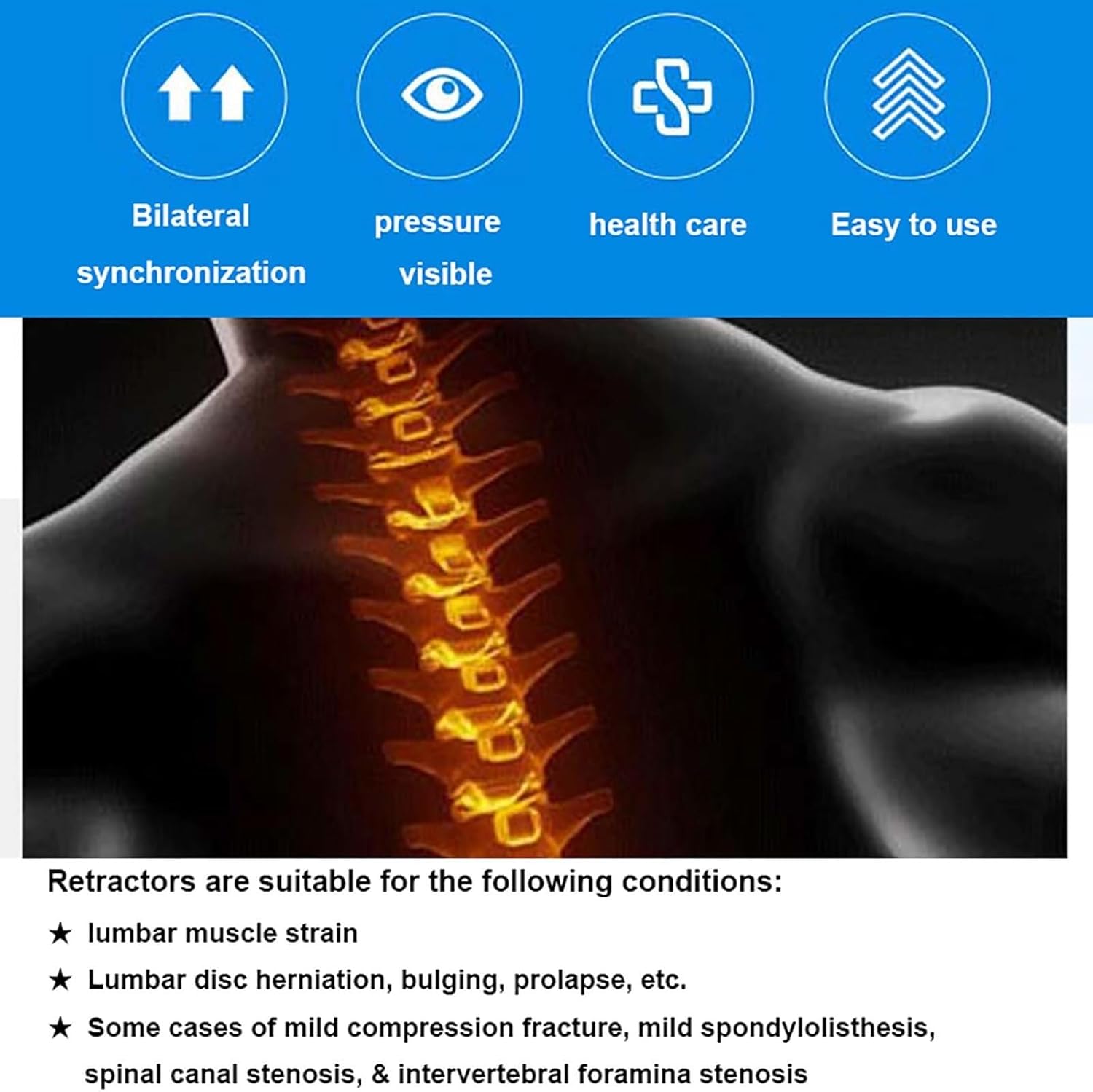 Dispositif de Traction du Disque intervertébral Lombaire, Ceinture de décompression Lombaire, synchronisation/Pression bilatérale Visible, réglable dynamiquement