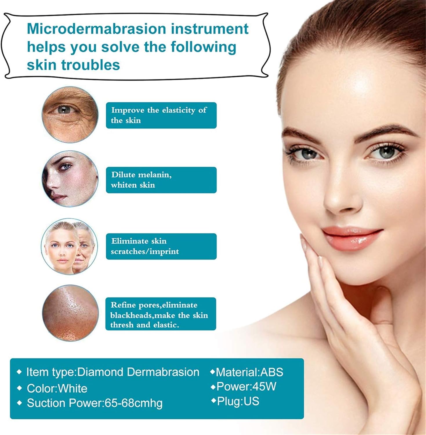 [Version de mise à niveau] 3 en 1 TwoWin Machine de Microdermabrasion Diamant Appareil de Dermabrasion pour soins du visage Pour usage Personnel Domestique Puissance d'aspiration 65-68 cmHg blanc