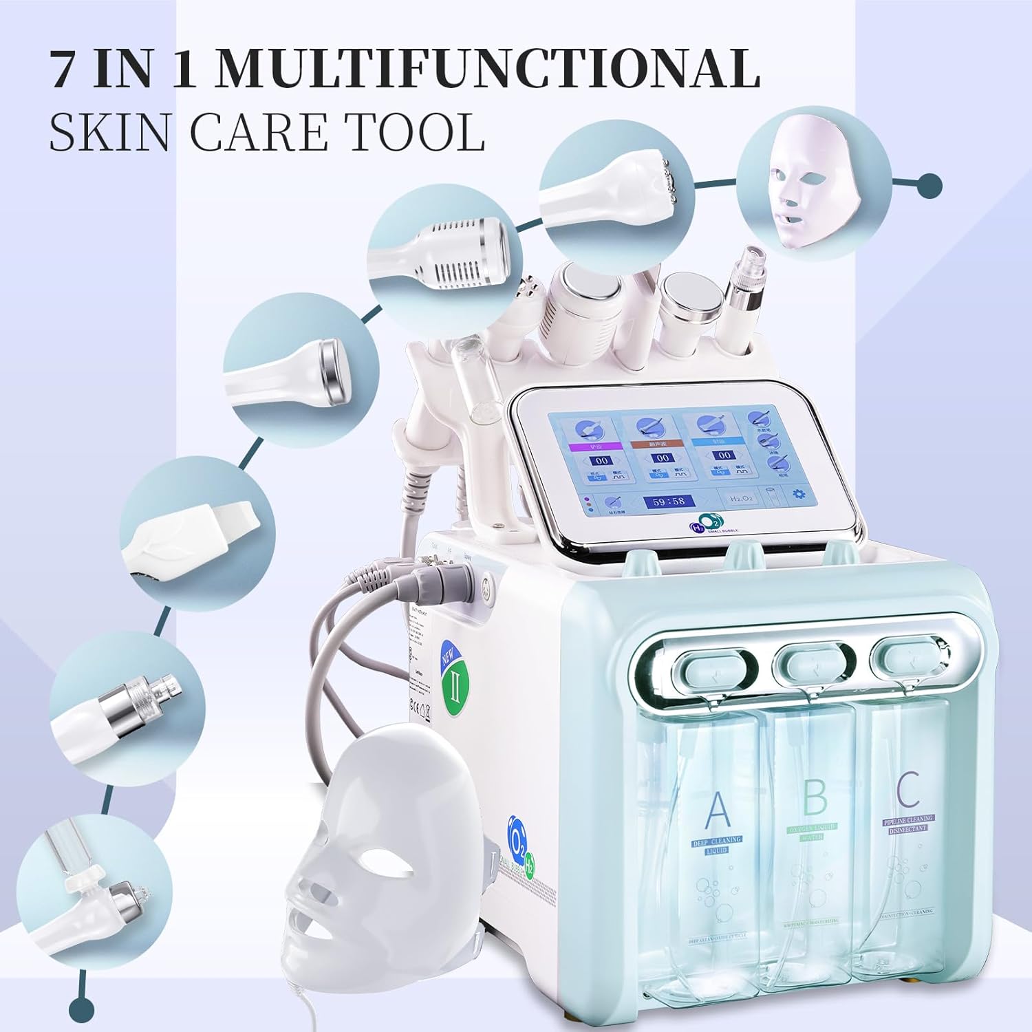Machine faciale professionnelle à hydrogène-oxygène, appareil de soin de la peau du visage 7 en 1 pour la maison et le salon de beauté, cadeau créatif pour les femmes