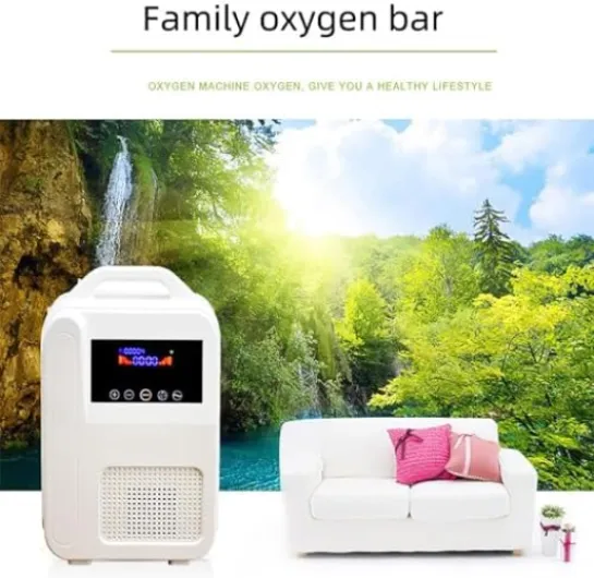 Dispositif électrique portable à oxygène avec canule et étui de transport - Machine à oxygène compacte pour la maison, le voyage, l'extérieur et la voiture - 30 millions d'ions négatifs