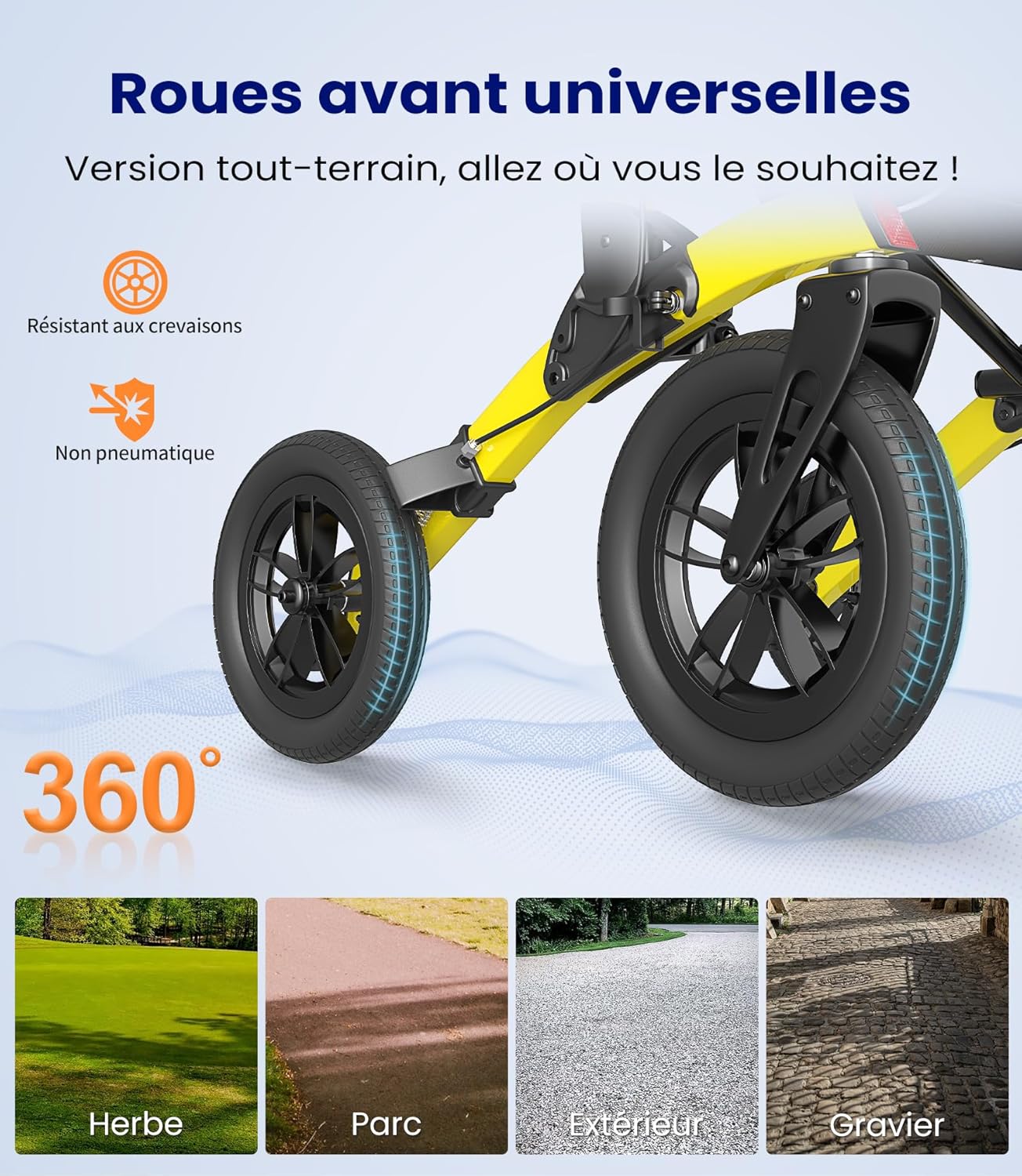 Deambulateur 4 roues pliable leger pour personnes âgées,Deambulateur avec assise et panier,Déambulateur en aluminium réglable en hauteur pour l'extérieur et les voyages,Jaune(Garantie 5 ans)