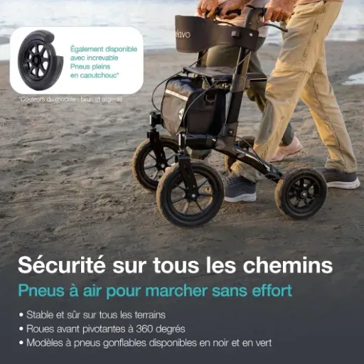 Test Helavo déambulateur extérieur pneus à air : un rollator pensé pour dehors, enfin utilisable sur terrain pourri
