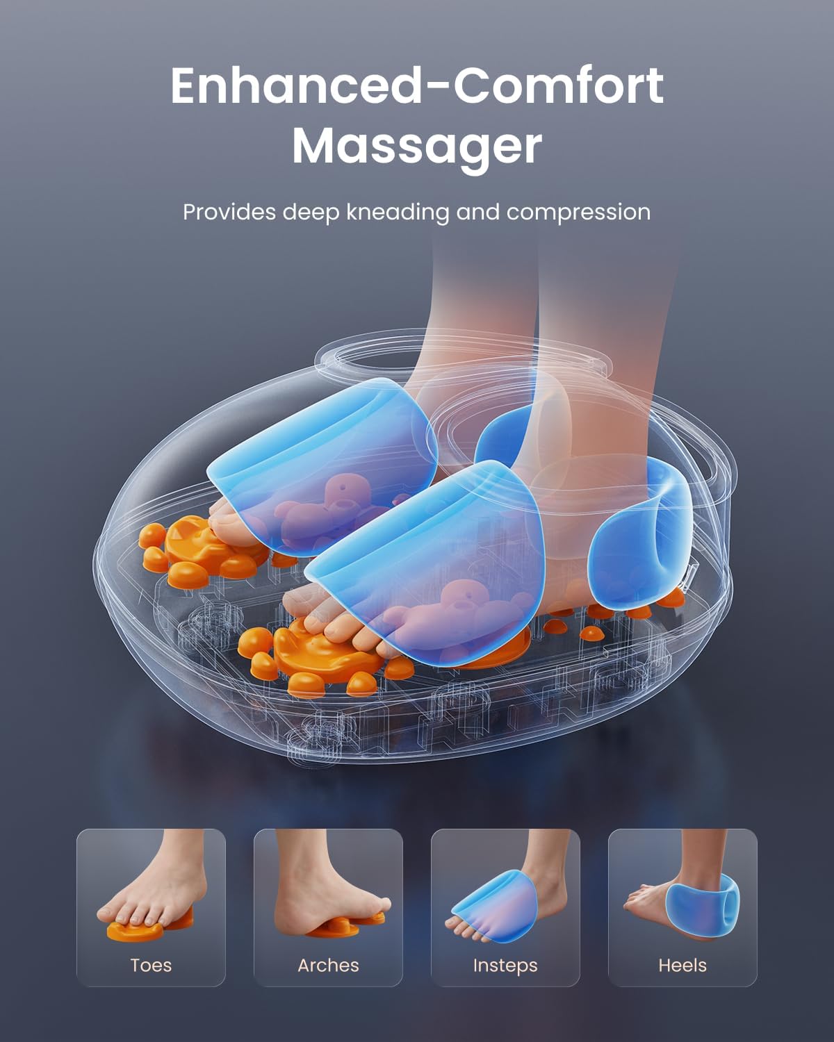 Appareil de massage des pieds avec chaleur Nouvelle version 2026, Shiatsu massage des pieds, 3 modes et niveaux de compression d’air, cadeaux pour femmes et hommes,jusqu’à la pointure 46 Noir-1