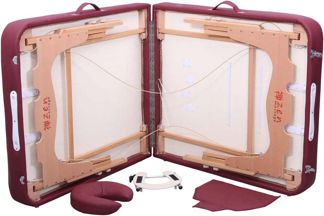 Zen - Big One Table de Massage Pliable & réglable — Tables de Massage en Bois Massif, têtière réglable en Aluminium, Table Massage Pliante, Table Massage Pliante Professionnelle Bourgogne